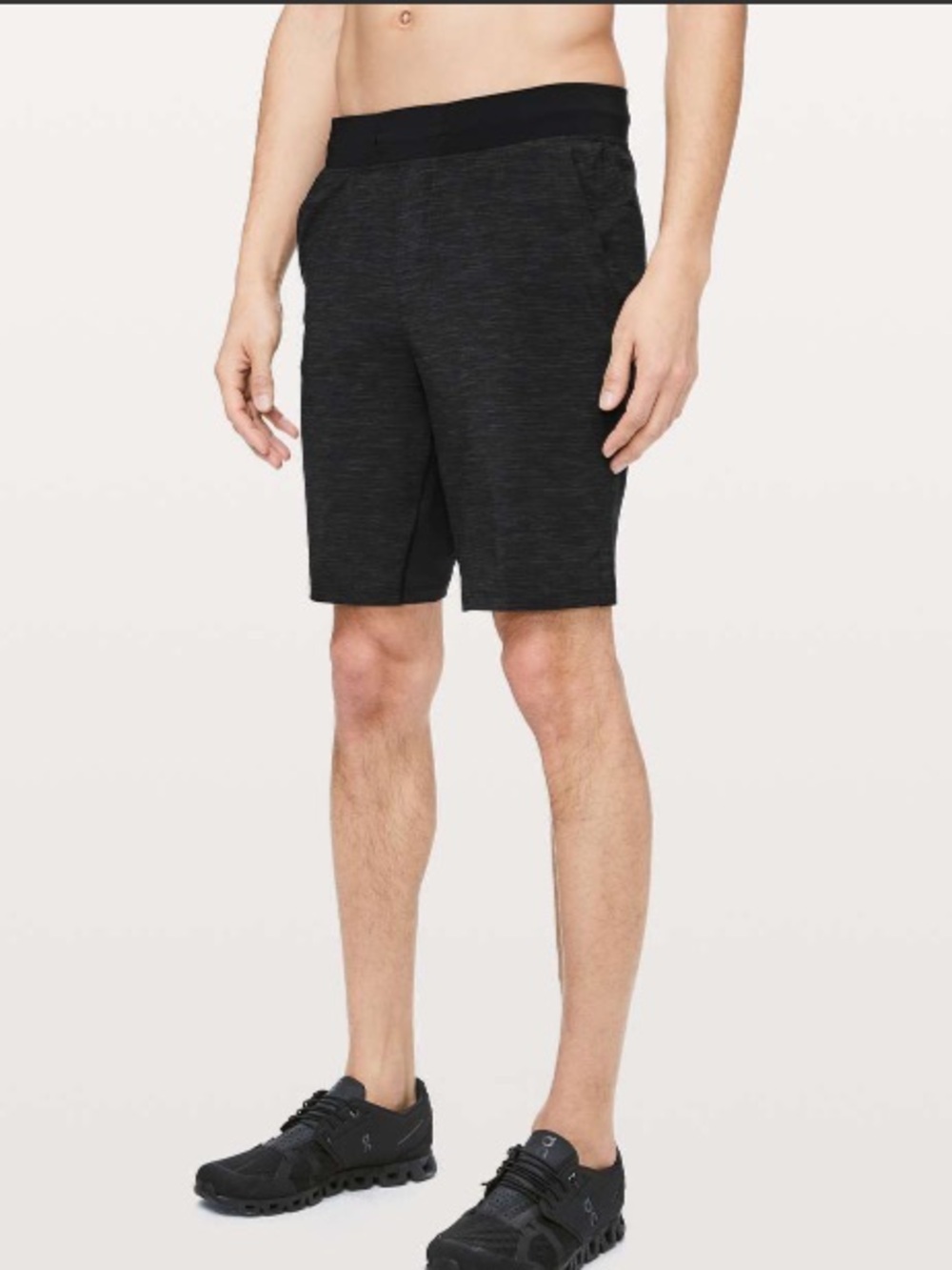 Lululemon T.H.E. Short Linerless 9” - Heather All Over Deep Coal Black - M